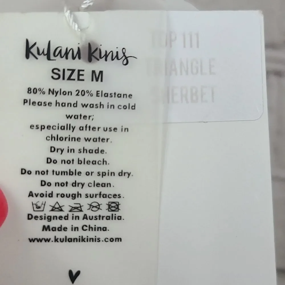Kulani Kinis Sherbet Triangle Bikini Top Hot Pink Tie Dye Medium NWT Swimsuit